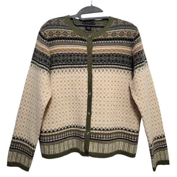 Vintage Fair Isle Lambswool Cardigan Nordic Knit Sweater - Picture 11 of 11